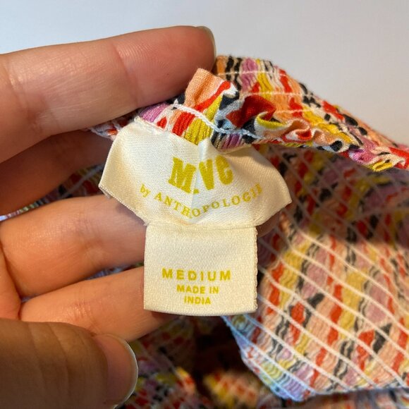 Anthropologie Maeve Women M Fitted Smocked Tank Top Colorful Cropped Summer Fun - Picture 3 of 8